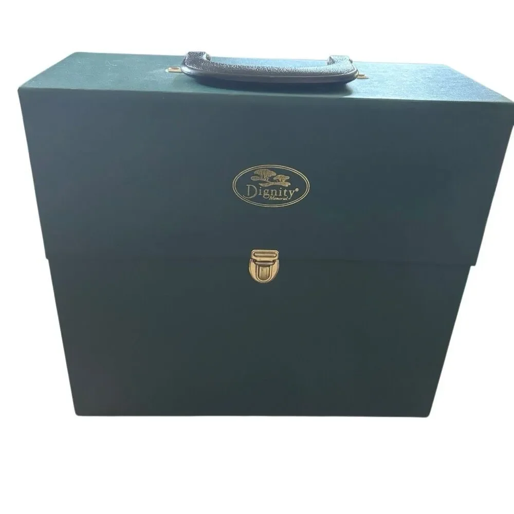 Dignity Memorial Forest Green Carrying Case Hard Storage Box Top Handle Latch⁠